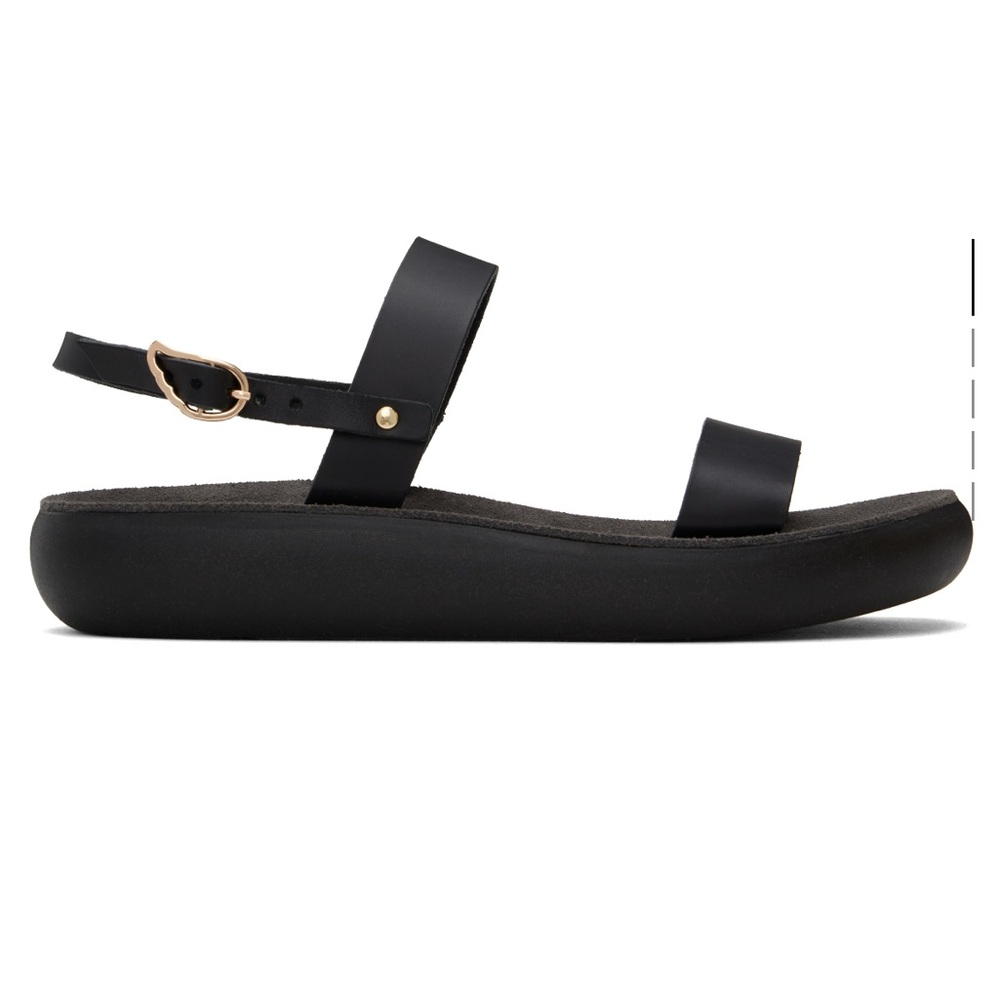 Ancient Greek Sandals Black Leather Sandals
